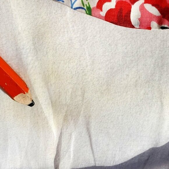 Vintage Apron 30s 40s Pale Pink Floral Sheer Pockets S M - Picture 6 of 10